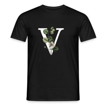 lettre v botanique vert - T-shirt homme - noir - Devant - AI Model Male 178 light (178cm)