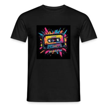 Kassette 80er - Bo-Grafik - Männer T-Shirt - Schwarz - Vorne - AI Model Male 178 light (178cm)