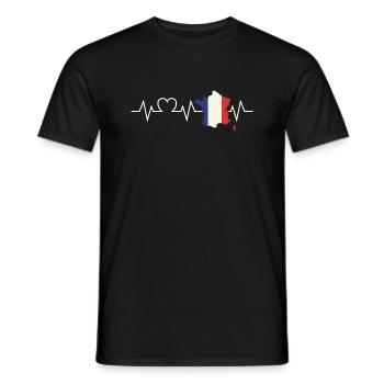 Français Français Battement de cœur France France - T-shirt homme - noir - Devant - AI Model Male 178 light (178cm)