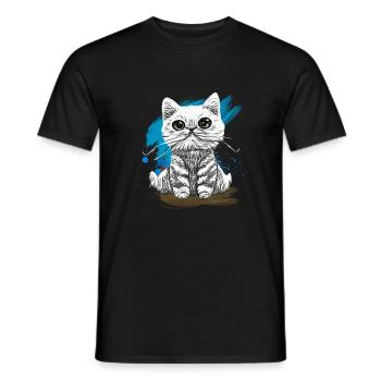 Happy Furry Kätzchen T-Shirt - Männer T-Shirt - Schwarz - Vorne - AI Model Male 178 light (178cm)