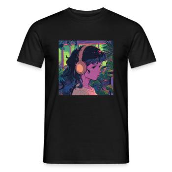 Pflanzen und Musik - hochwertiger Modedruck - Männer T-Shirt - Schwarz - Vorne - AI Model Male 178 light (178cm)