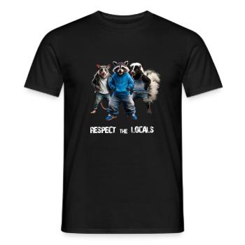 RESPECTEZ LES HABITANTS - RATON LAVEUR, OPOSSUM ET MOUFFETTE - T-shirt homme - noir - Devant - AI Model Male 178 light (178cm)