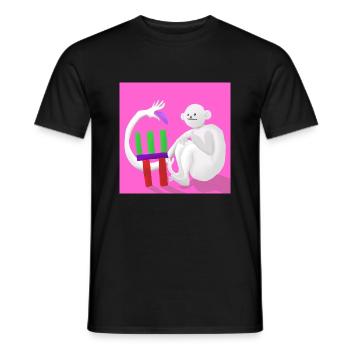 Silly man with building blocks - Men's T-Shirt - black - Front - AI Model Male 178 light (178cm)