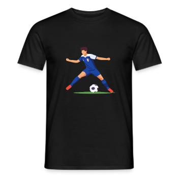 Footballer with blue jersey - Men's T-Shirt - black - Front - AI Model Male 178 light (178cm)