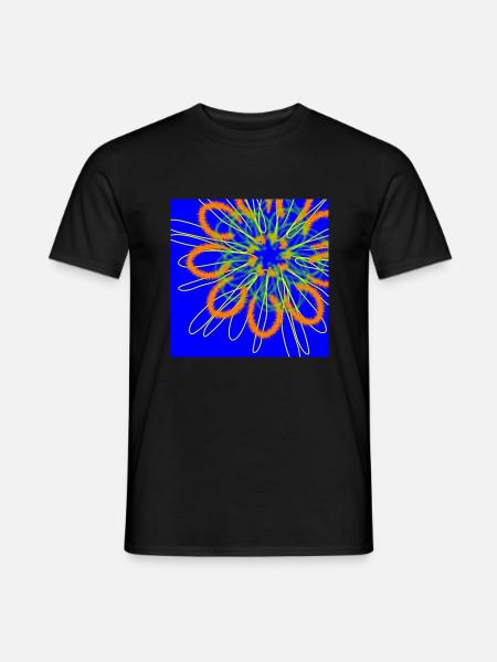 Abstract flower on blue background - Men's T-Shirt - black