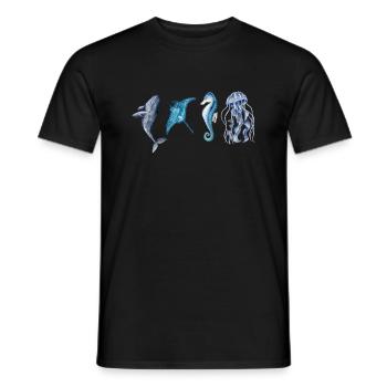 Die Tiere des Ozeans - Männer T-Shirt - Schwarz - Vorne - AI Model Male 178 light (178cm)