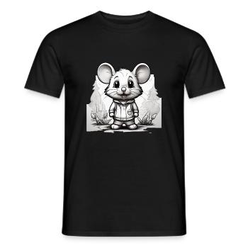 Mouse Cute Kids Drawing Comic - Men's T-Shirt - black - Front - AI Model Male 178 light (178cm)