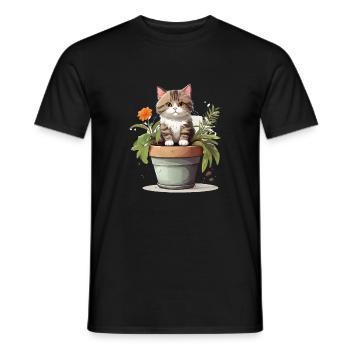 Süße Katze Blume - Männer T-Shirt - Schwarz - Vorne - AI Model Male 178 light (178cm)