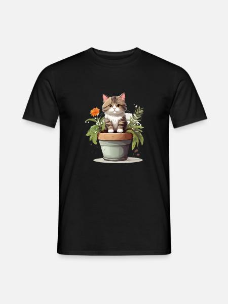 Cute Cat Flower - Men's T-Shirt - black
