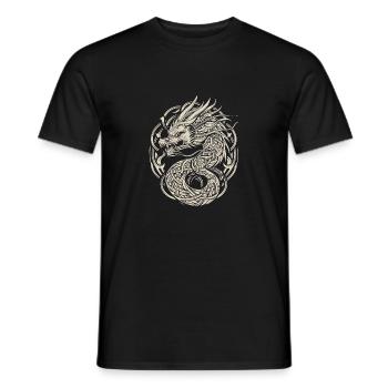 Dragon celtique avec des nœuds et des motifs - T-shirt homme - noir - Devant - AI Model Male 178 light (178cm)