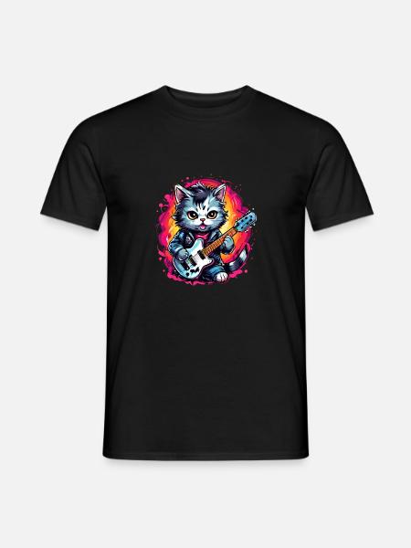 Chibi Rocker Cat - Men's T-Shirt - black