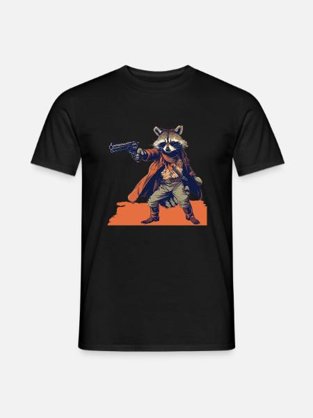 raccoon gunslinger - Men's T-Shirt - black