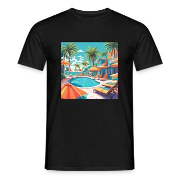 Pool Sommer Urlaub Palmen - Männer T-Shirt - Schwarz - Vorne - AI Model Male 178 light (178cm)