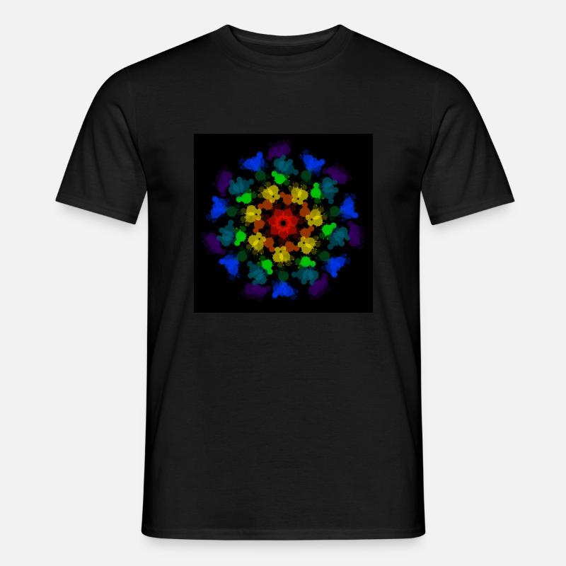 Regenbogen-Blume - Männer T-Shirt - Schwarz