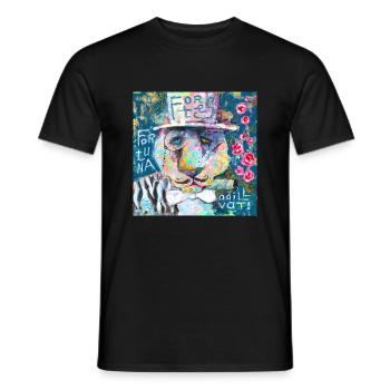 Lion chanceux - T-shirt homme - noir - Devant - AI Model Male 178 light (178cm)