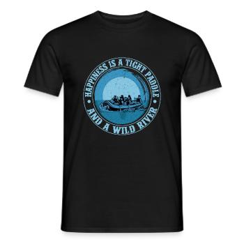 Happiness Is A Tight Paddle Rafting White Water - Men's T-Shirt - black - Front - AI Model Male 178 light (178cm)