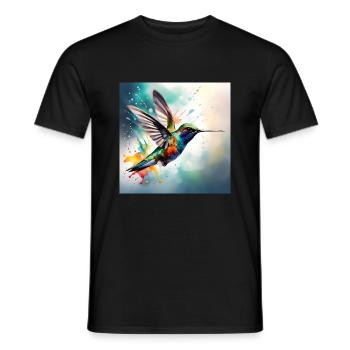 Kolibri farbig - Männer T-Shirt - Schwarz - Vorne - AI Model Male 178 light (178cm)