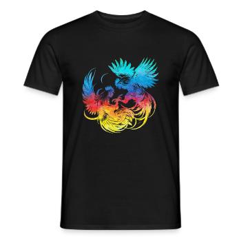 Hahn tup Kampf Tier isoliert buntes Huhn - Männer T-Shirt - Schwarz - Vorne - AI Model Male 178 light (178cm)