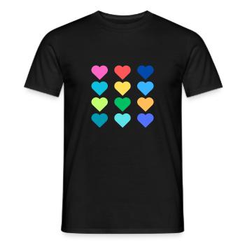 Herz Vintage Retro Regenbogen Farben - Bunt - Cool - Männer T-Shirt - Schwarz - Vorne - AI Model Male 178 light (178cm)