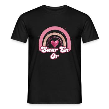 Schwester in Rose Regenbogen Gold - Schwester Geschenk - Männer T-Shirt - Schwarz - Vorne - AI Model Male 178 light (178cm)