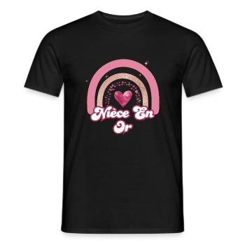 Nichte in Rose Rainbow Gold - Nichte Geschenk - Männer T-Shirt - Schwarz - Vorne - AI Model Male 178 light (178cm)