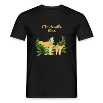 Chanterelles in a forest - Men's T-Shirt - black - Front - AI Model Male 178 light (178cm)