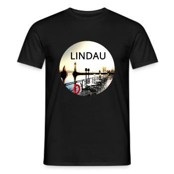 Lindau Bodensee rund Februar kontrast Wasser - Männer T-Shirt - Schwarz - Vorne - AI Model Male 178 light (178cm)