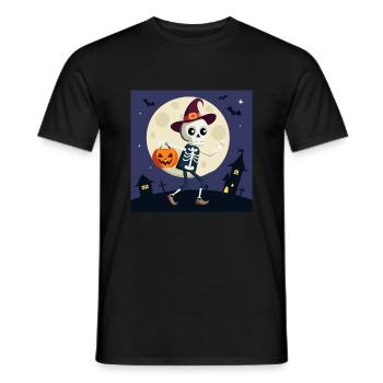Cute skeleton in the moonlight - Men's T-Shirt - black - Front - AI Model Male 178 light (178cm)