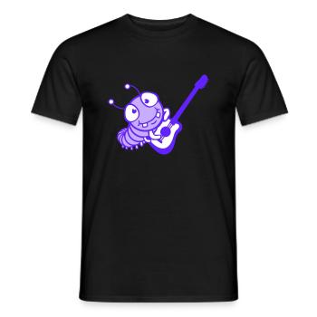 Cute Caterpillar Guitar Playing Cool Insect Animal Music - Men's T-Shirt - black - Front - AI Model Male 178 light (178cm)