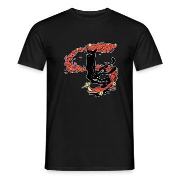 Die weiche Katze skatet im Weltraum - Männer T-Shirt - Schwarz - Vorne - AI Model Male 178 light (178cm)