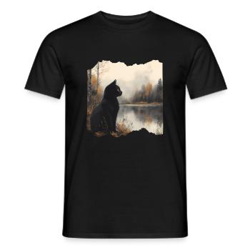 Black cat - Men's T-Shirt - black - Front - AI Model Male 178 light (178cm)