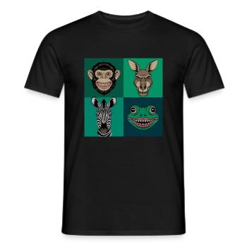 Smile Tiere Affe Känguru Zebra Frosch Halloween - Männer T-Shirt - Schwarz - Vorne - AI Model Male 178 light (178cm)