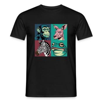Pop-art Tiere Affe Zebra Frosch Känguru Halloween - Männer T-Shirt - Schwarz - Vorne - AI Model Male 178 light (178cm)