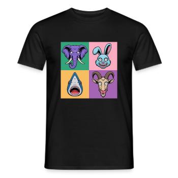 Popart Colorful Elephant Bunny Shark Goat - Men's T-Shirt - black - Front - AI Model Male 178 light (178cm)