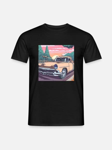 Oldtimer-Roadtrip - Männer T-Shirt - Schwarz