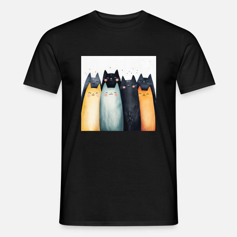 Lächelnde Katzen - Männer T-Shirt - Schwarz