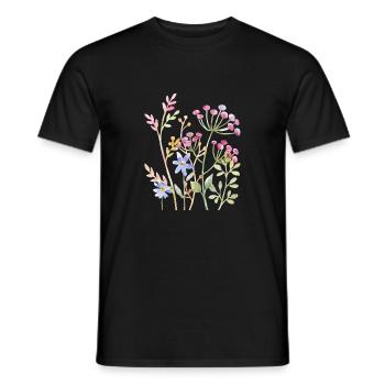 Delicate Watercolour Floral Art - Men's T-Shirt - black - Front - AI Model Male 178 light (178cm)