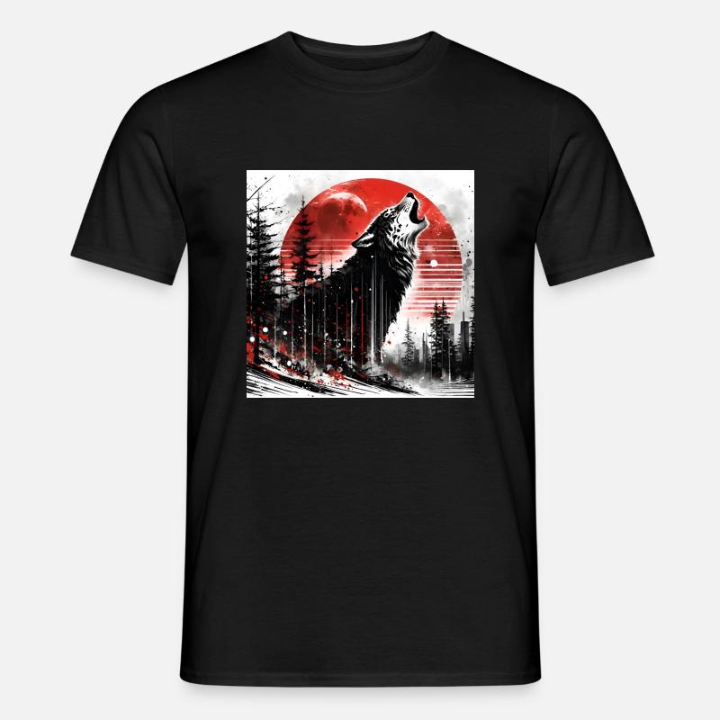 Wolf - Männer T-Shirt - Schwarz