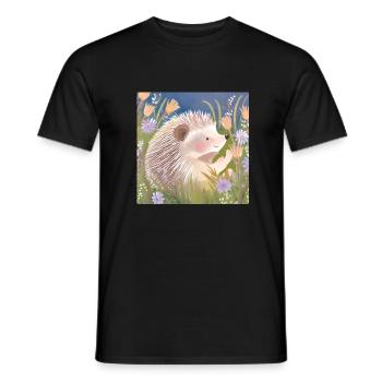 igel auf wiese - Männer T-Shirt - Schwarz - Vorne - AI Model Male 178 light (178cm)