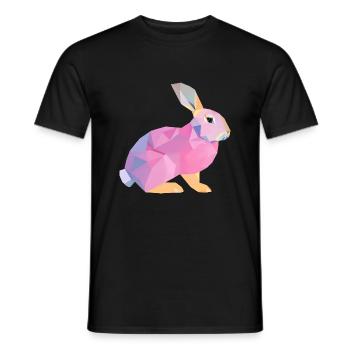 Playful Pink Bunny with Purple Triangles - Men's T-Shirt - black - Front - AI Model Male 178 light (178cm)