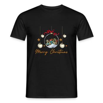 Merry Crirstmas Kugeln - Männer T-Shirt - Schwarz - Vorne - AI Model Male 178 light (178cm)