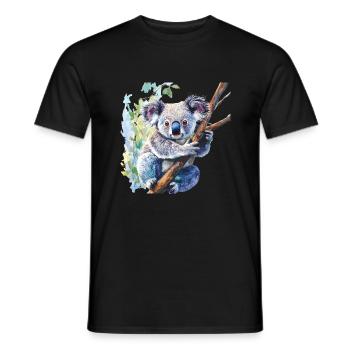 The koala bear looks cute - Men's T-Shirt - black - Front - AI Model Male 178 light (178cm)
