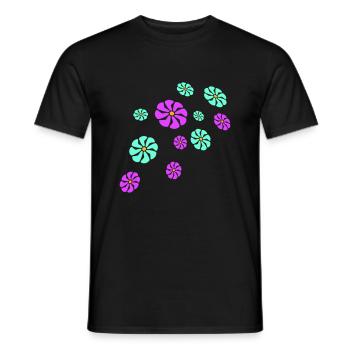 Beaucoup de jolies fleurs colorées motif décoratif belle - T-shirt homme - noir - Devant - AI Model Male 178 light (178cm)