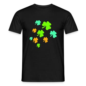 Shamrock Many Three-Leaf Leaves Green Pattern - Men's T-Shirt - black - Front - AI Model Male 178 light (178cm)