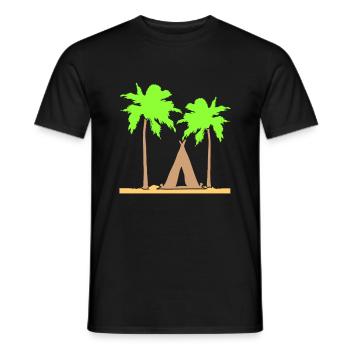 tente palmiers loisirs plage vacances camping-car en plein air - T-shirt homme - noir - Devant - AI Model Male 178 light (178cm)