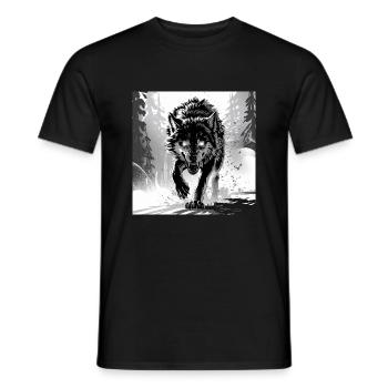 Wolf Animal Vector Nature Illustration Design Wild - Men's T-Shirt - black - Front - AI Model Male 178 light (178cm)