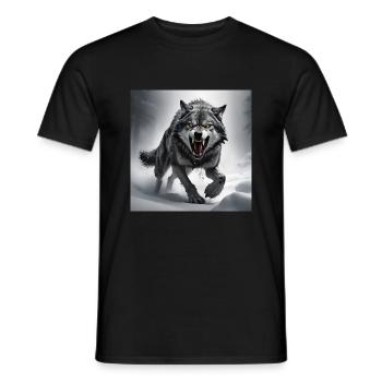 Wolf Animal Vector Nature Illustration Design Wild - Men's T-Shirt - black - Front - AI Model Male 178 light (178cm)