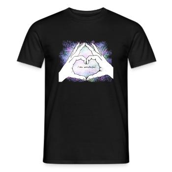 Hands form a heart. I am wonderful - Men's T-Shirt - black - Front - AI Model Male 178 light (178cm)