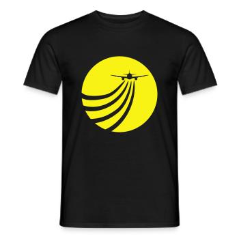 Airplane Flying In The Sun Flying Stripe Round - Men's T-Shirt - black - Front - AI Model Male 178 light (178cm)