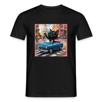 Cat on tour - I love Spain! - Madrid - Men's T-Shirt - black - Front - AI Model Male 178 light (178cm)
